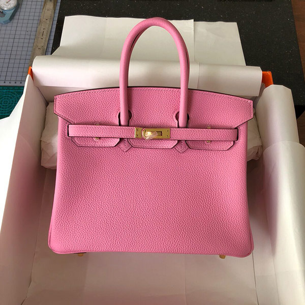 櫻花粉鉑金包 Birkin 25 Togo皮金扣 全手工縫制