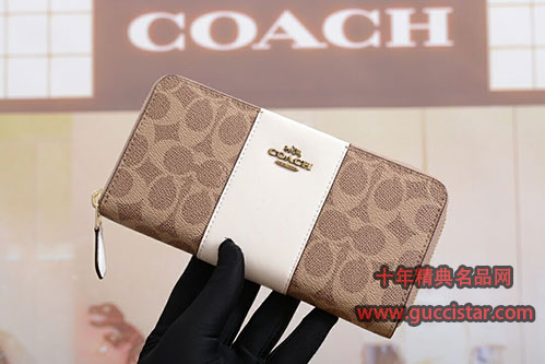 蔻馳經(jīng)典logo新款錢包 Coach長款拉鏈錢包