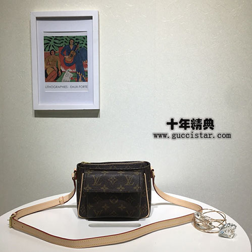 mini豆腐包lv中古老花女包小方包M51165