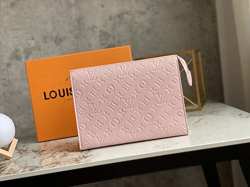 lv Epl水波紋手包Pochette Voyage中號手袋M45665粉色全皮壓花